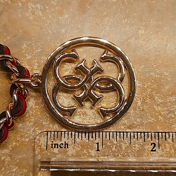 Guess Goldtone Chain with Large Logo Medallion Bracelet/Bag Charm - Picture 5 of 5